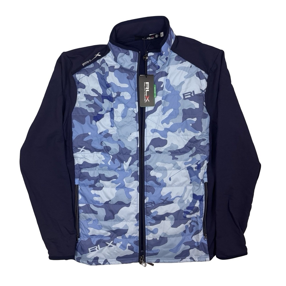 RLX Ralph Lauren Blue Camo Wool Blend Full Zip Long Sleeve Golf Jacket Size L - Picture 4 of 6